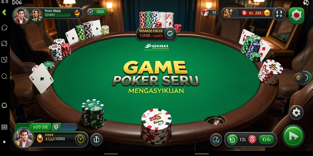 Screenshot D06 menampilkan adegan permainan Poker yang mendebarkan.