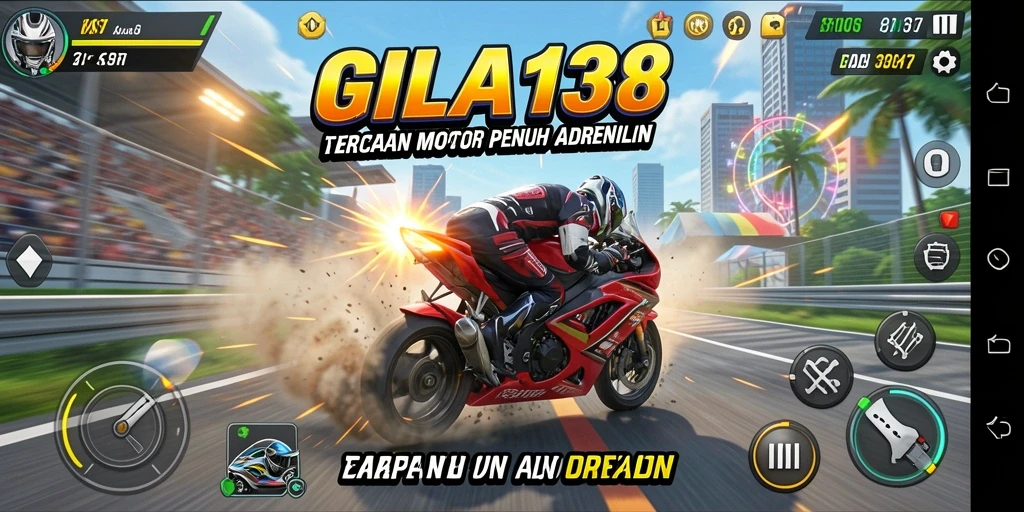 Gameplay balapan motor yang seru dan mendebarkan.