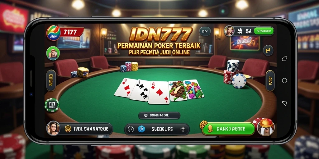 Tampilan layar permainan poker yang menegangkan dan interaktif dari IDN777.