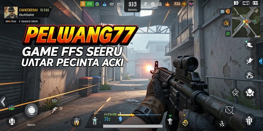 Tangkapan layar menunjukkan aksi seru dalam gameplay FPS PELUANG77.